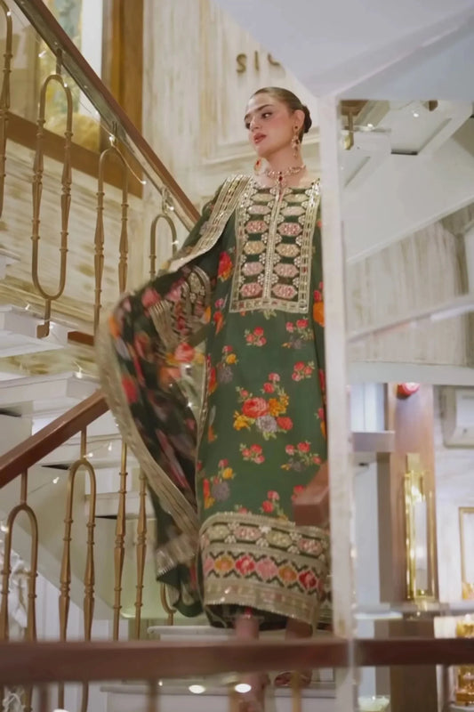 Printed Airjet Shamoz Silk Three Piece fcc-1001 (Mongia)