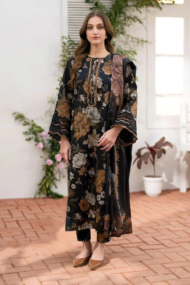 Baroque 3 Piece Printed Suit D-100