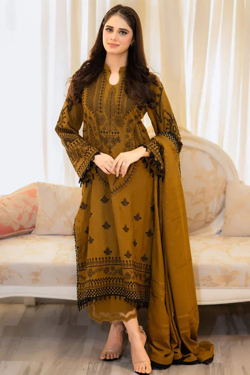 zarashahjhan Embroidered Dhanak 3 Piece coco-66