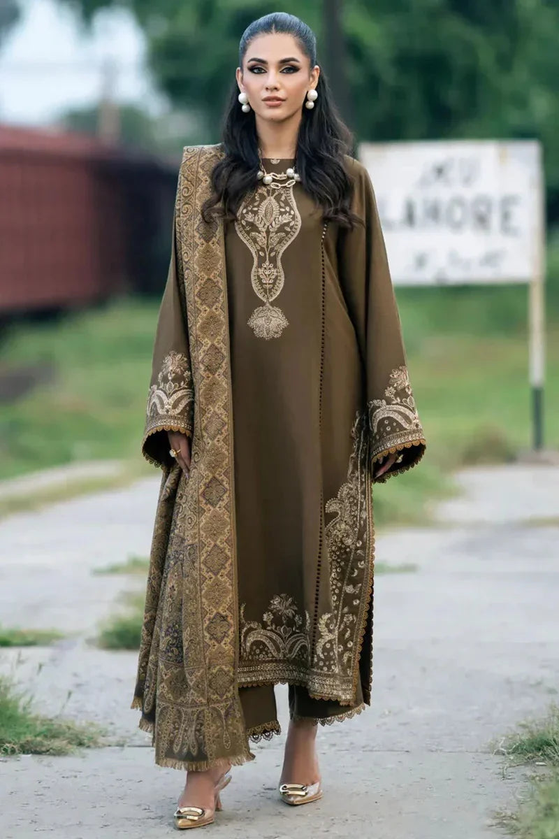 izel Embroidered Dhanak 3 Piece D-101