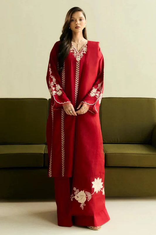 Coco Embroidered Dhanak Three Piece D-211