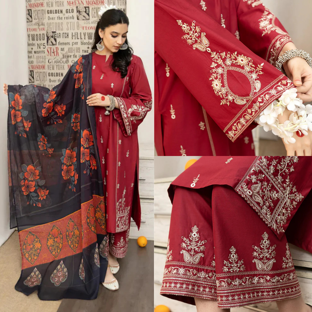 Urge Embroidered Dhanak 3 Piece UR-696