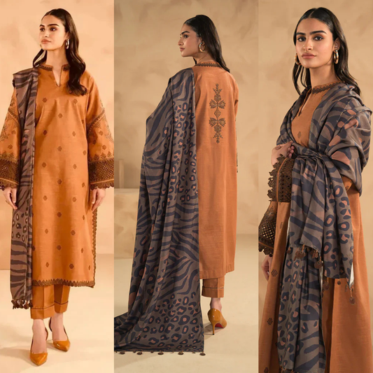 NIshat Embroidered Dhanak 3 Piece NL-4545