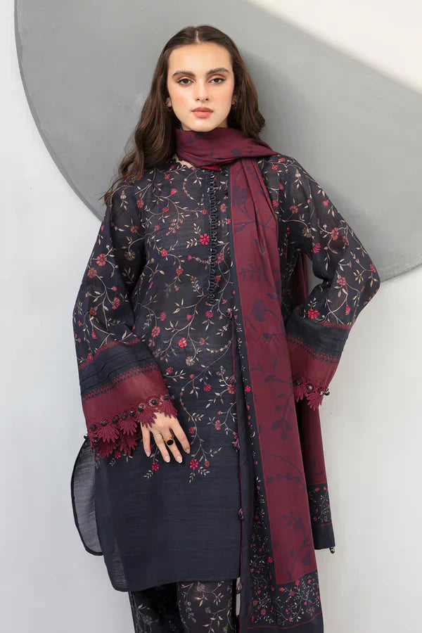 Baroque 3 Piece Printed Khaddar D-801