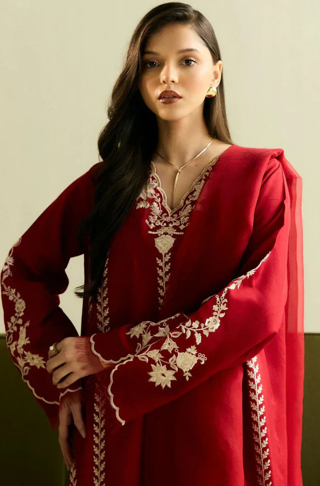 Coco Embroidered Dhanak Three Piece D-211