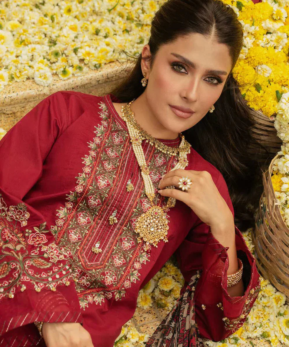 Sapphire Embroidered Dhanak 3 Piece D-68