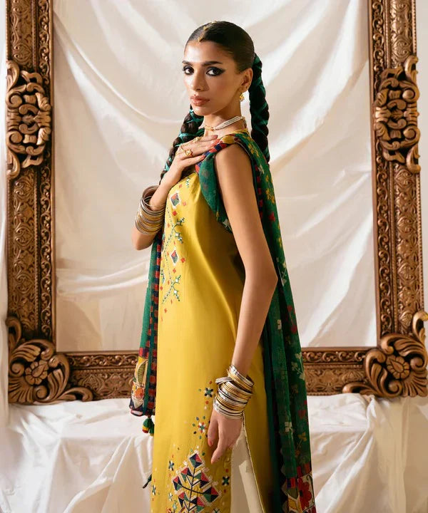 Sapphire Three Piece Embroidered Dhanak - D-69 B