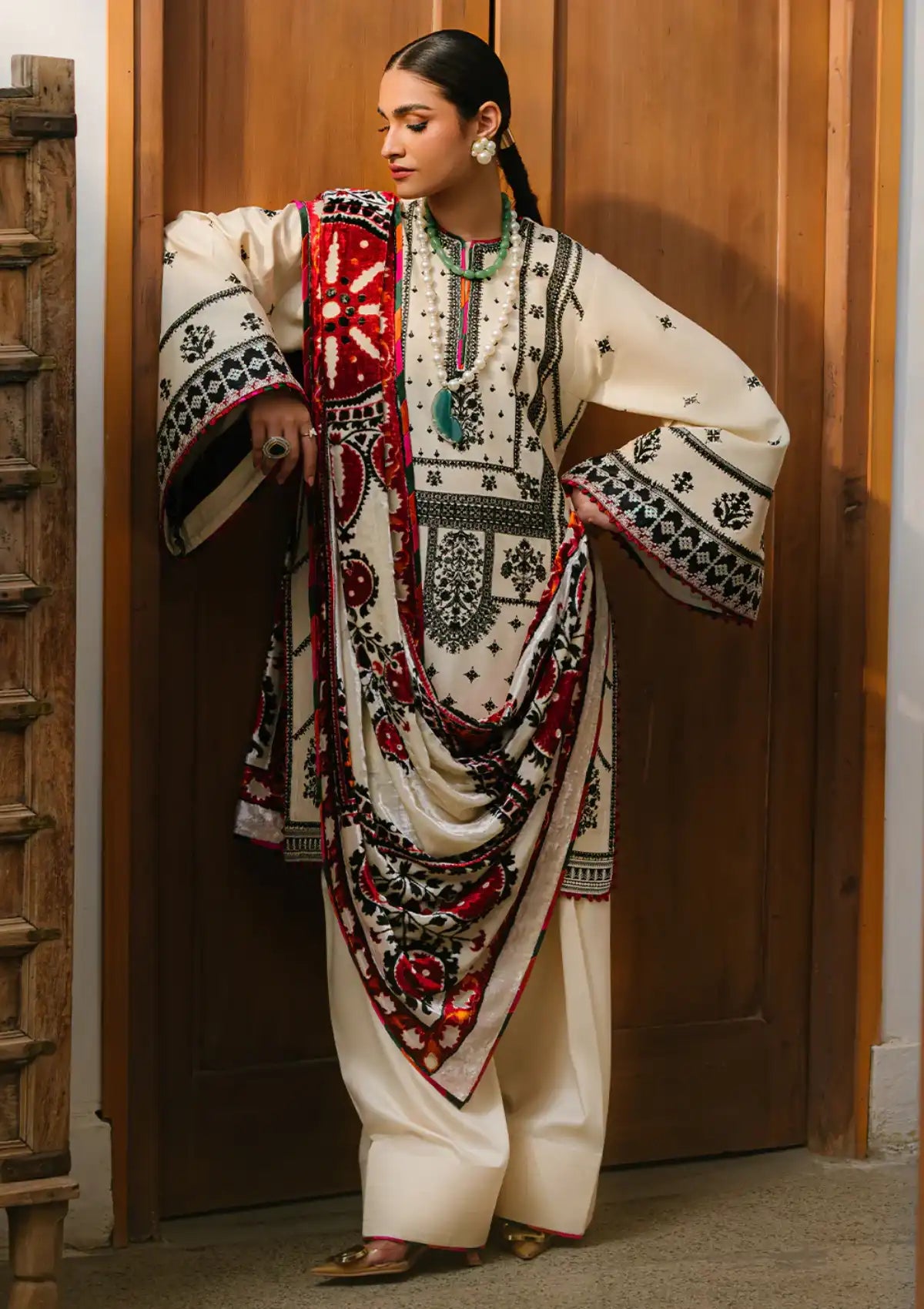 BIN ILYAS Embroidered lawn Three Piece D/24