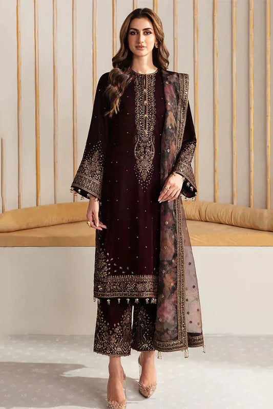 jazmin D-220 Embroidered Velvet Three piece Winter Collection