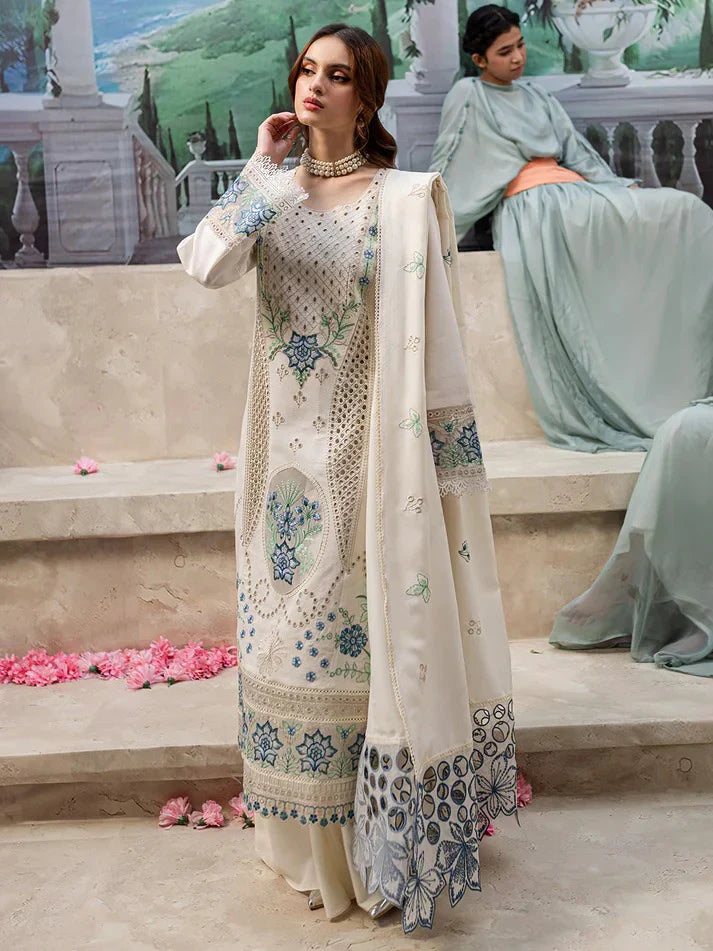 Chikenkari Qalamkar Embroidered Lawn 3 Piece Suit QL-1024