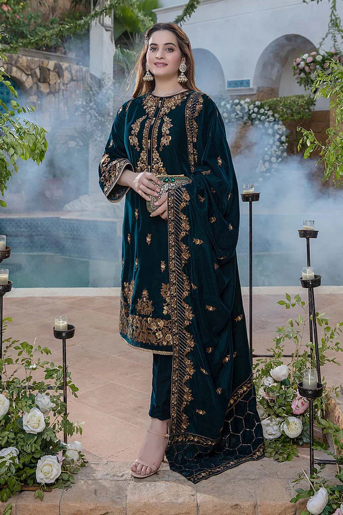 ZINC Embroidered Velvet 3 piece With Velvet Shawl Winter Collection FCC ZC-114