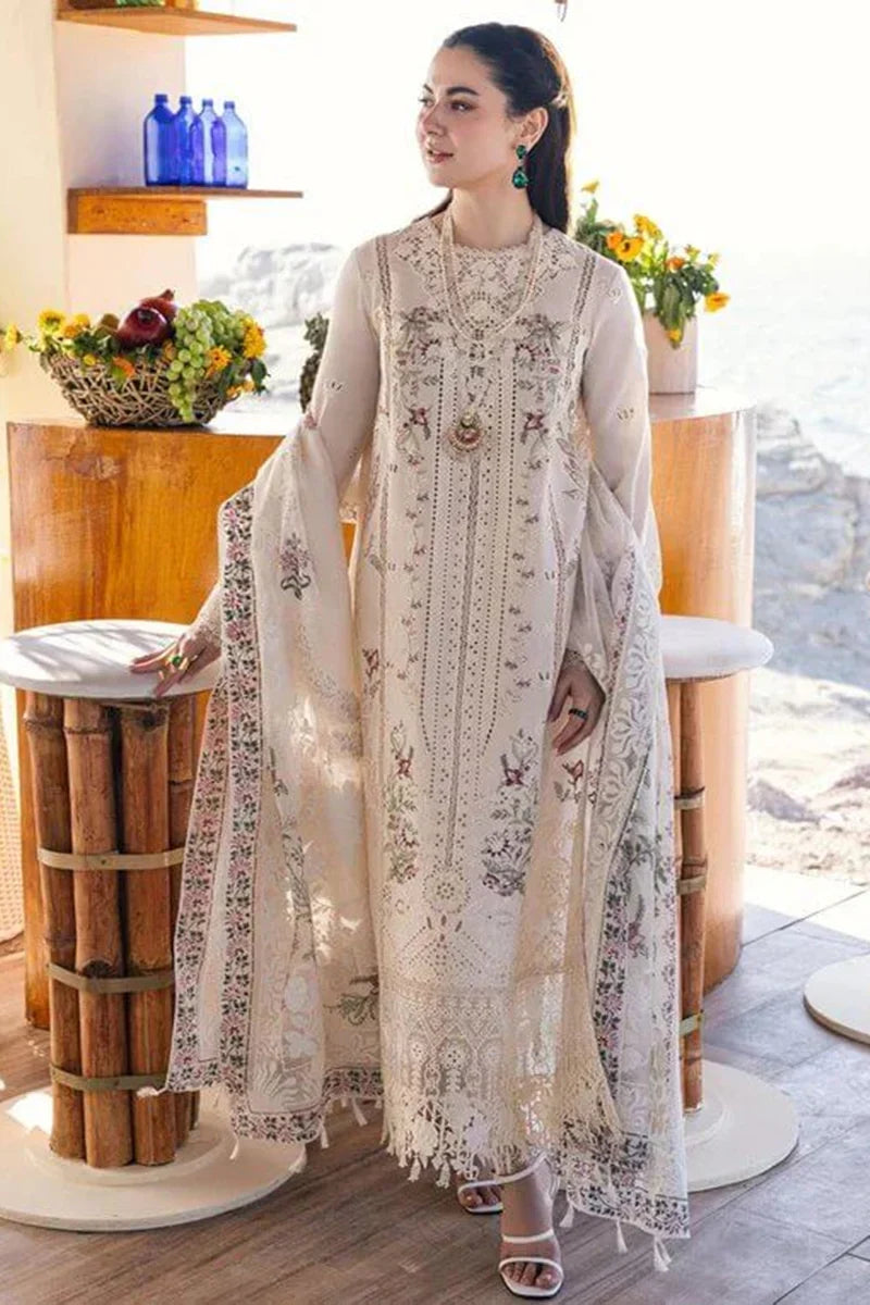Chikenkari Qalamkar Embroidered lawn Three Piece D/80