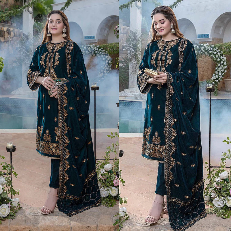 ZINC Embroidered Velvet 3 piece With Velvet Shawl Winter Collection FCC ZC-114