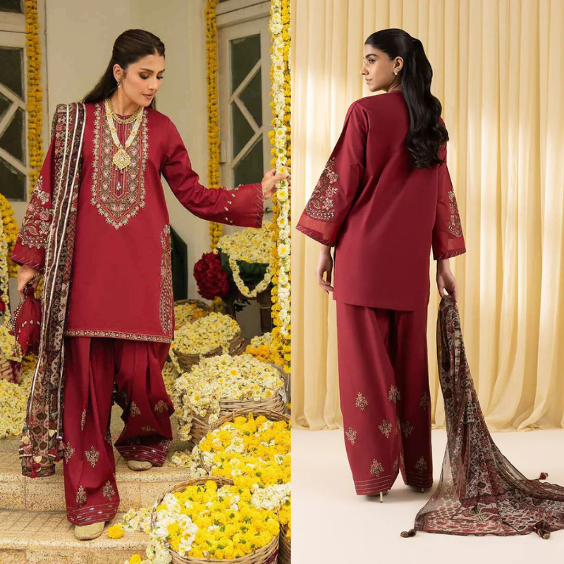 Sapphire Embroidered Dhanak 3 Piece D-68