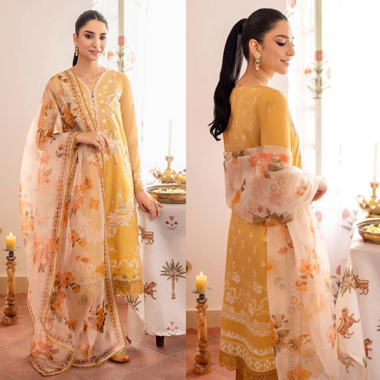 Cross Stitch Embroidered Lawn 3 Piece Suit CS-15