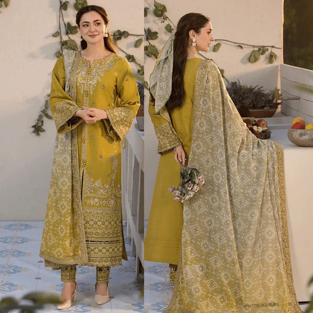 laam Embroidered Lemon Lawn 3 Piece Suit LAAM-44