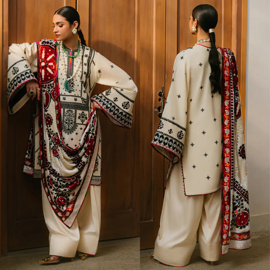 BIN ILYAS Embroidered lawn Three Piece D/24