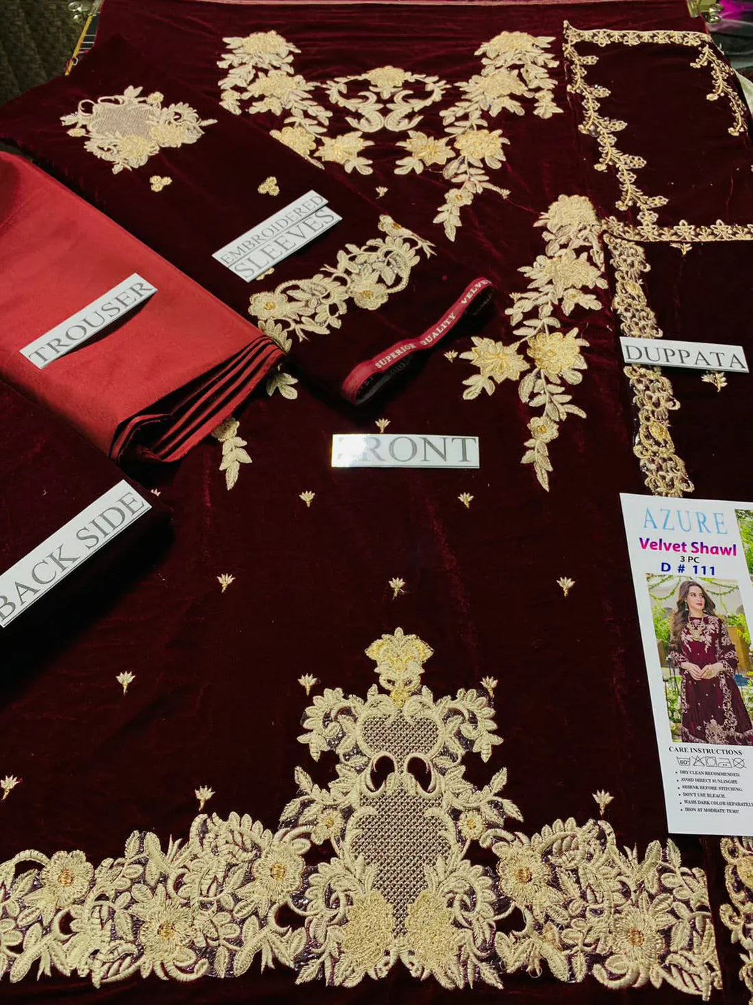 Embroidered Velvet 3 piece With Velvet Shawl Winter Collection FCC ZC-111